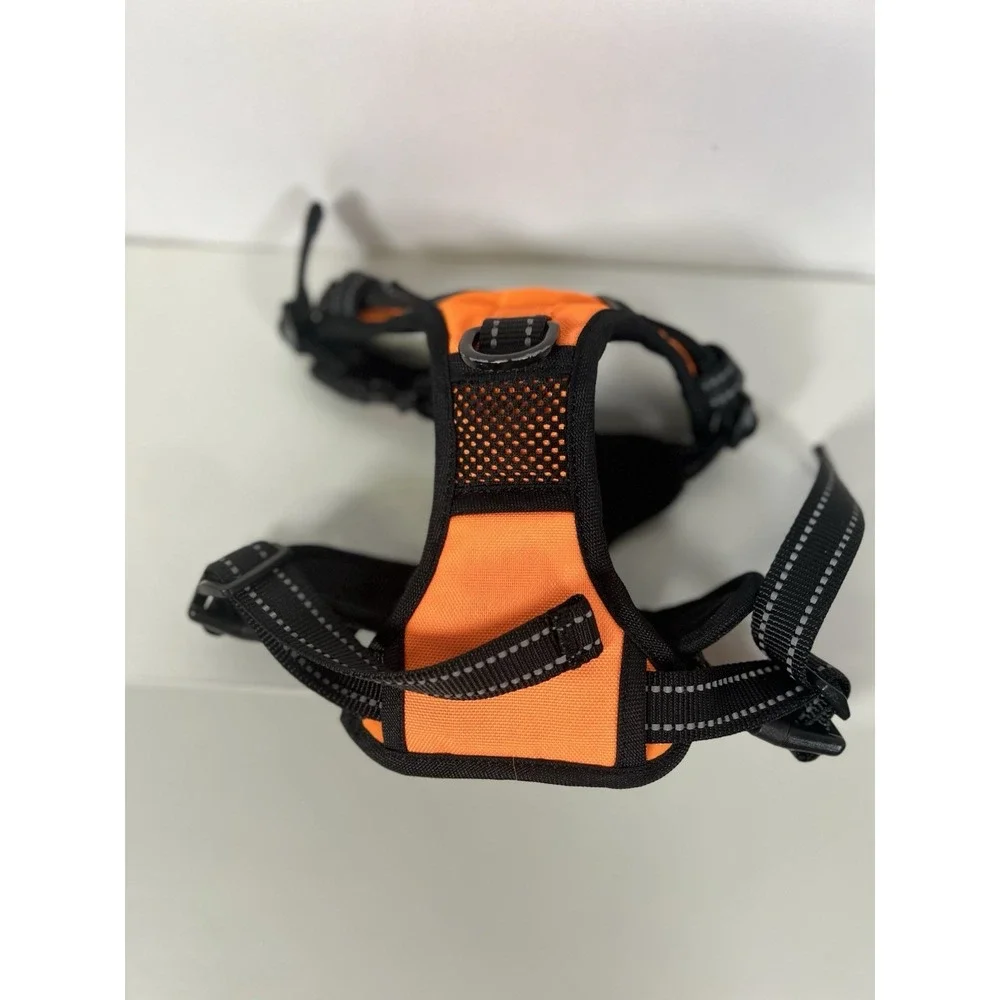 PHOEPET No Pull Dog Harness Black/Orange Small‎ – Reflective – Light Use